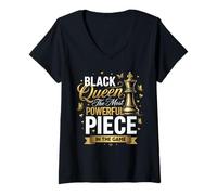 Donna Black Queen The Most Powerful Piece in The Game Maglietta con Collo a V
