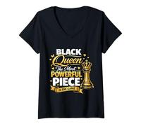Donna Black Queen The Most Powerful Piece in The Game Maglietta con Collo a V
