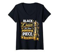 Donna Black Queen The Most Powerful Piece in The Game Maglietta con Collo a V