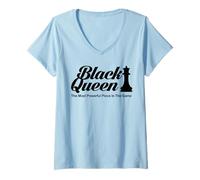 Donna Black Queen The Most Powerful Piece - Maglietta a Scacchi Maglietta con Collo a V