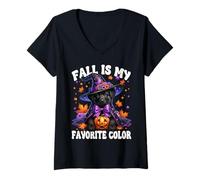 Donna Black Retriever Fall Is My Favorite Color for Labrador Mom Maglietta con Collo a V