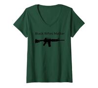 Donna Black Rifles Matter AR15 M16 M4 Carabina Secondo Emendamento Maglietta con Collo a V