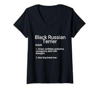 Donna Black Russian Terrier Cane Razza Cucciolo Nero Russo Terrier Maglietta con Collo a V