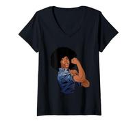 Donna Black We Can Do It Black Rosie The Rivettatrice Maglietta con Collo a V