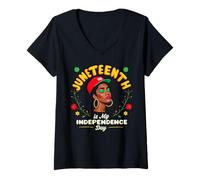 Donna Black Woman Juneteenth 1865 Is My Independence Day Afro Maglietta con Collo a V