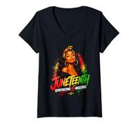 Donna Black Women Freedom Juneteenth 1865 Remembering My Ancestors Maglietta con Collo a V