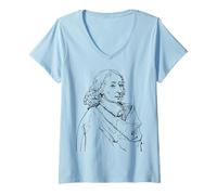 Donna Blaise Pascal Ritratto Insegnante di Matematica e Fisica Maglietta con Collo a V