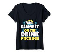 Donna Blame It on the Drink Package Funny Cruise Gift Maglietta con Collo a V