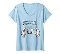 Donna Blessed Are The Cheesemakers Divertente per la Preparazione Maglietta con Collo a V