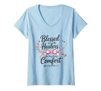 Donna Blessed Are The Healers Maglietta con Collo a V
