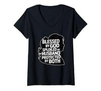 Donna Blessed By God Spoiled By My Husband Protected By Both Maglietta con Collo a V