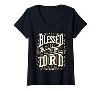 Donna Blessed Is The Man Who Trusts The Lord T-Shirt Dio Maglietta con Collo a V