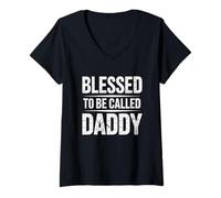 Donna Blessed To Be Called Dad Maglietta con Collo a V