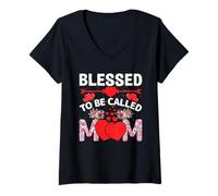 Donna Blessed To Be Called Mom Happy Mothers Day for Mommy Maglietta con Collo a V