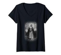 Donna Blessed Virgin Mary Holding Baby Jesus T-Shirt Maglietta con Collo a V