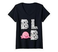 Donna Blob Fish Blobfish Brutto Pesce Mare Vita Oceano Creature Maglietta con Collo a V