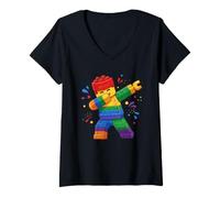 Donna Blocchi da Costruzione Master Builder Dabbing Boy Brick Builders Maglietta con Collo a V