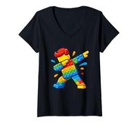 Donna Blocchi da Costruzione Master Builder Dabbing Boy Brick Builders Maglietta con Collo a V