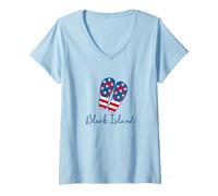 Donna Block Island Beach Rhode Island USA Flip Flip Flip Maglietta con Collo a V