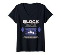 Donna Block Life - Abbigliamento di Strada Y2K Maglietta con Collo a V