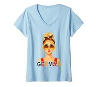 Donna Blond German Girl Germany Flag German Girlfriend Wife Maglietta con Collo a V