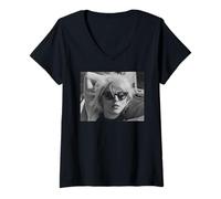 Donna Blondie Call Me Singer Debbie Harry di Allan Ballard Maglietta con Collo a V