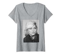Donna Blondie Call Me Singer Debbie Harry Ritratto Allan Ballard Maglietta con Collo a V