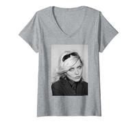 Donna Blondie Rapture Singer Debbie Harry Ritratto Allan Ballard Maglietta con Collo a V