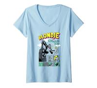 Donna Blondie Retro Giant Ape Comic Vintage Band Maglietta con Collo a V