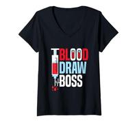 Donna Blood Draw Boss - Funny Phlebotomist Maglietta con Collo a V