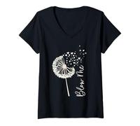 Donna Blow Me Divertente Tarassaco Maglietta con Collo a V