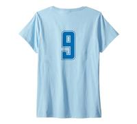 Donna Blu Numero 9 Uniforme Numerata Squadra Sportivo Maglietta con Collo a V