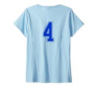 Donna Blu Reale Numero 4 Uniforme Numerata Squadra Sportivo Maglietta con Collo a V
