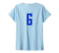 Donna Blu Reale Numero 6 Uniforme Numerata Squadra Sportivo Maglietta con Collo a V