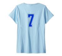Donna Blu Reale Numero 7 Uniforme Numerata Squadra Sportivo Maglietta con Collo a V