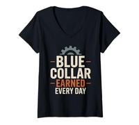 Donna Blue Collar Lifestyle Blue Collar Pride Working Class Maglietta con Collo a V