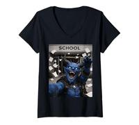 Donna Blue Devil Last Day of School Summer Break Selfie Divertente Maglietta con Collo a V