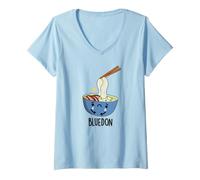 Donna Blue-Don Divertente Udon Pun Maglietta con Collo a V