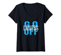 Donna Blue Don't Let Me Stop You... Grafica Blu Maglietta con Collo a V