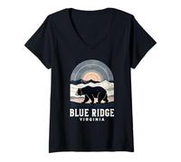 Donna Blue Ridge Virginia Tramonto Maglietta con Collo a V