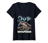 Donna Blue Tongue Skink Lizard Lover Rettile Erpetologia Maglietta con Collo a V