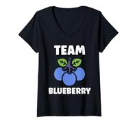 Donna Blueberries Cute Fruit Minimalist Simple Team Blueberry Maglietta con Collo a V