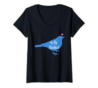 Donna Bluebird di Felicità, positività, Essere Felice Uccello, gentilezza Maglietta con Collo a V
