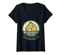 Donna Bluegrass Fields - Maglietta Kentucky Horse Head Farm Circle Maglietta con Collo a V