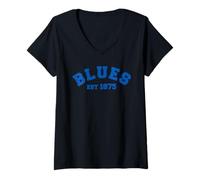 Donna Blues fondato nel 1875 Football Soccer Fans Club Maglietta con Collo a V