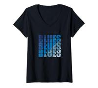 Donna Blues Musica Jazz Tromba Chicago Blues Maglietta con Collo a V