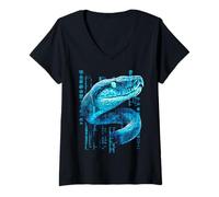 Donna Boa, Serpente, Testo, Fantasia, Animale, Motivo, Illustrazione Maglietta con Collo a V