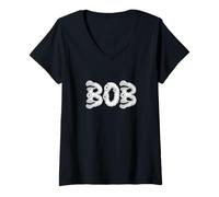 Donna Bob Halloween Mostri - Nome Personalizzato Word Art Maglietta con Collo a V