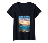 Donna Bob Ross By The Sea Maglietta con Collo a V