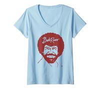 Donna Bob Ross Head Maglietta con Collo a V